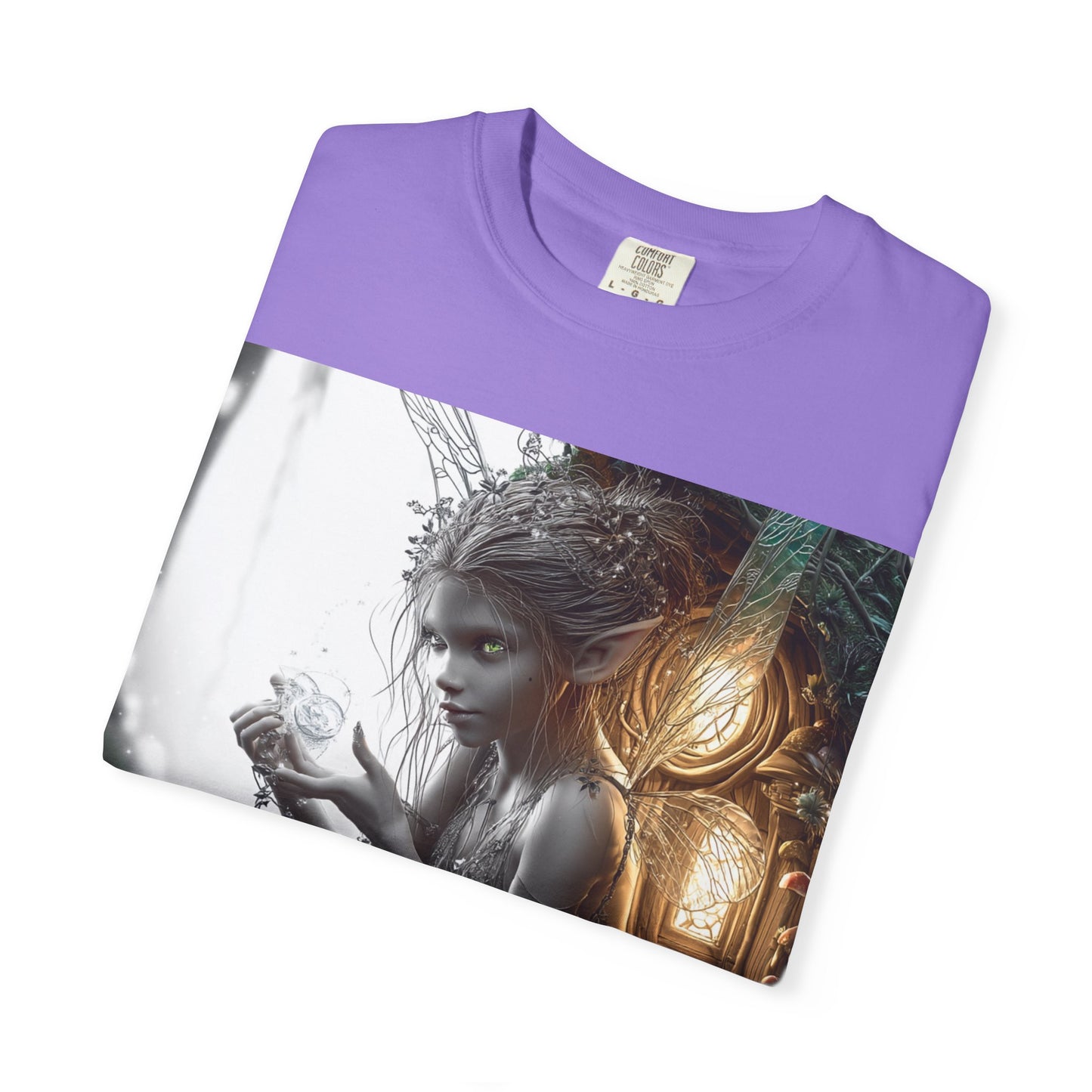 Whimsical Fairy T-shirt, Enchanted Garden Art Tee, Fairy Lover Gift, Unique Fantasy Apparel, Magical Nature Tee