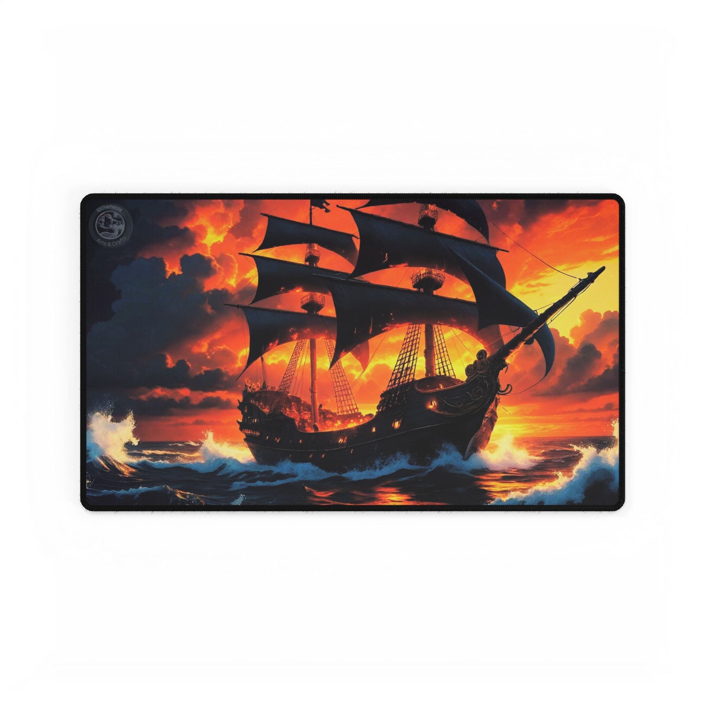 Desk Mat - Ghost Ship in the Sunset Design