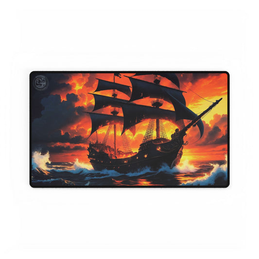 Desk Mat - Ghost Ship in the Sunset Design