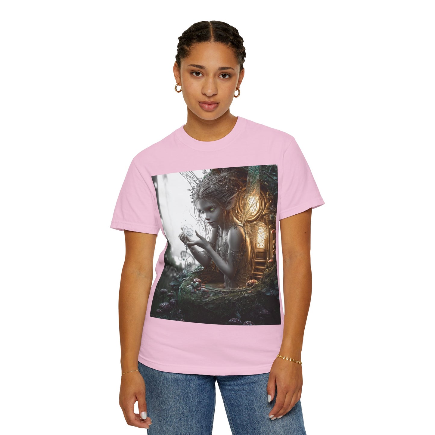 Whimsical Fairy T-shirt, Enchanted Garden Art Tee, Fairy Lover Gift, Unique Fantasy Apparel, Magical Nature Tee