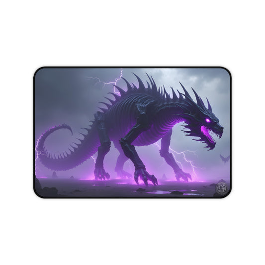 Desk Mat - Neon Purple Lighting Dragon Monster Design