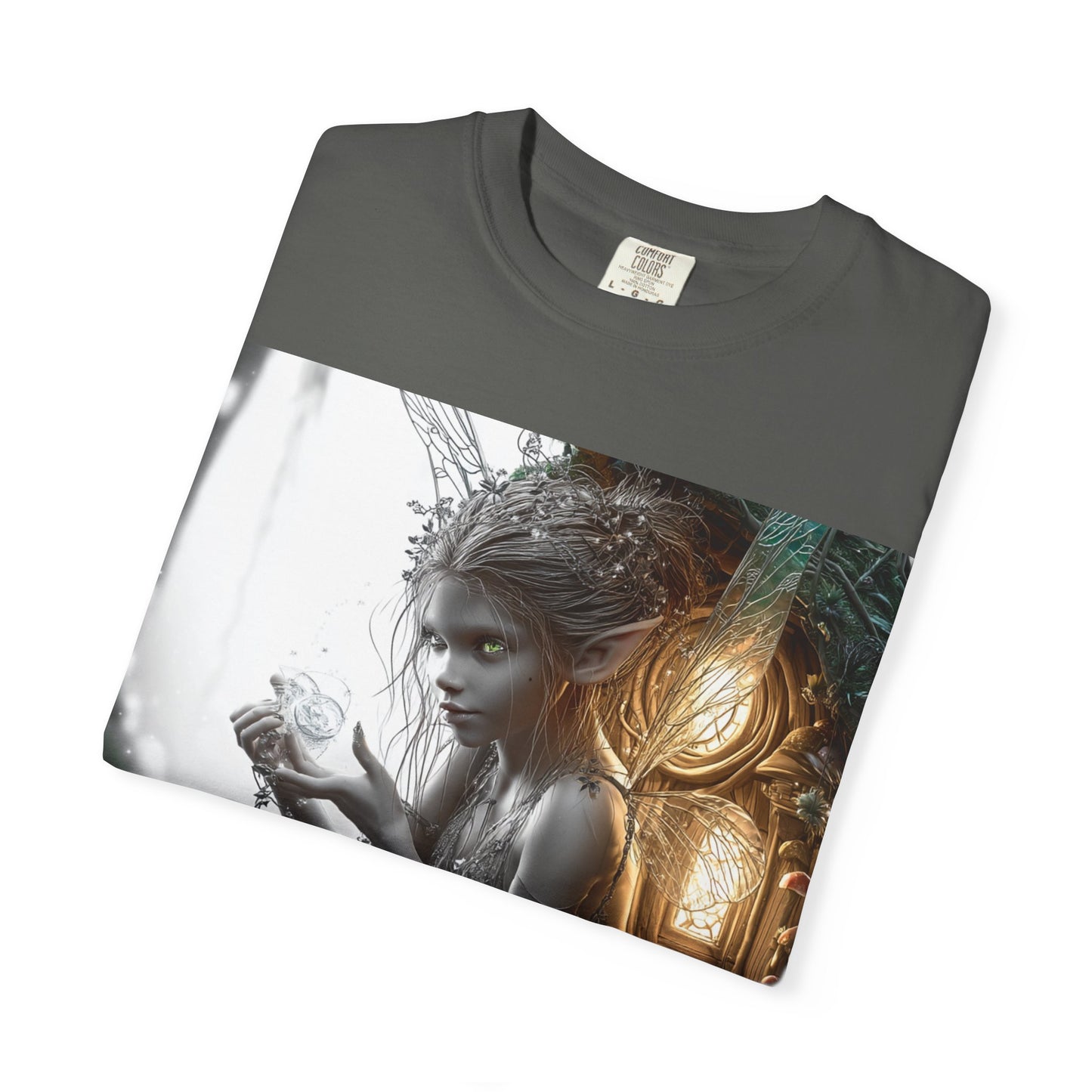 Whimsical Fairy T-shirt, Enchanted Garden Art Tee, Fairy Lover Gift, Unique Fantasy Apparel, Magical Nature Tee