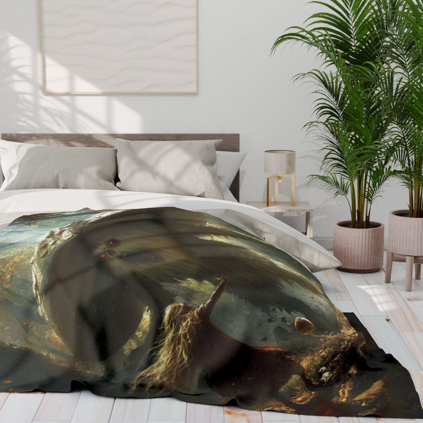 Fleece Blanket, Cozy Winter Home Decor, Unique Mushroom Monster Design, Gift for Nature Lovers, Dorm Room Essential, Holiday Housewarming