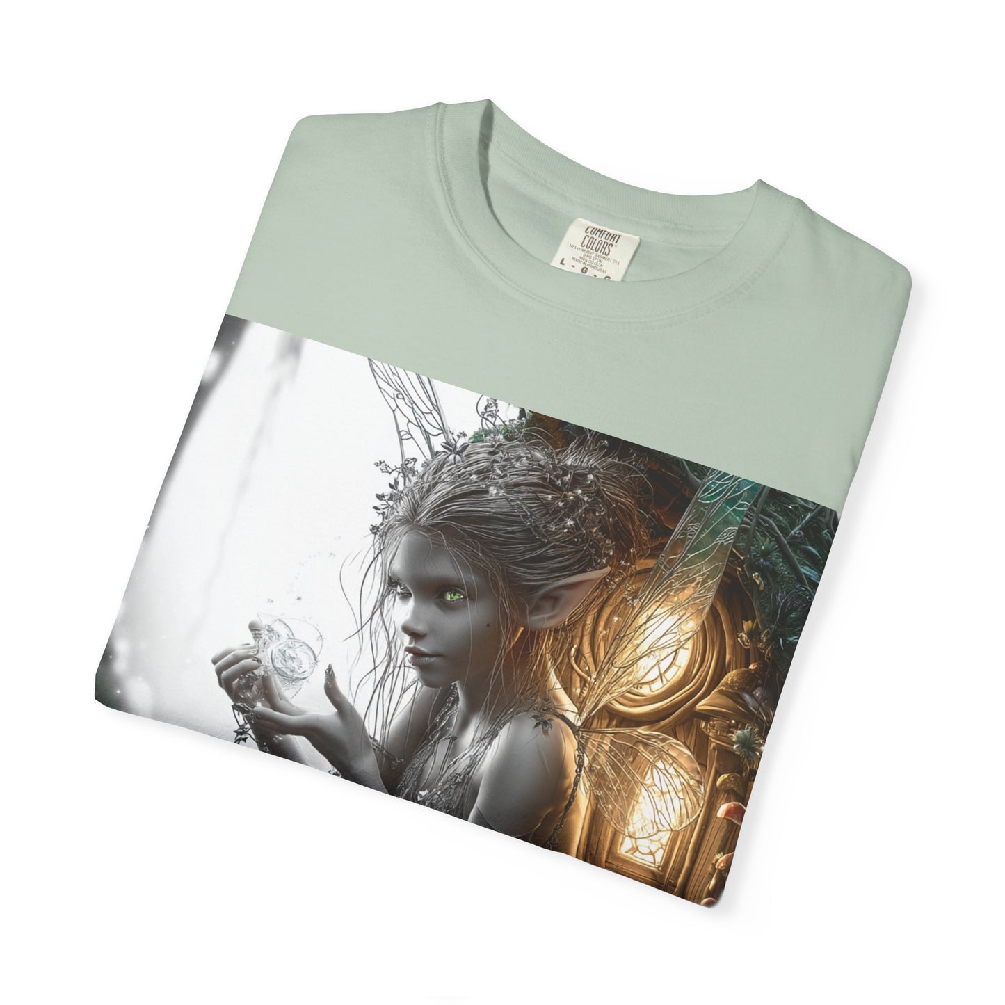 Whimsical Fairy T-shirt, Enchanted Garden Art Tee, Fairy Lover Gift, Unique Fantasy Apparel, Magical Nature Tee