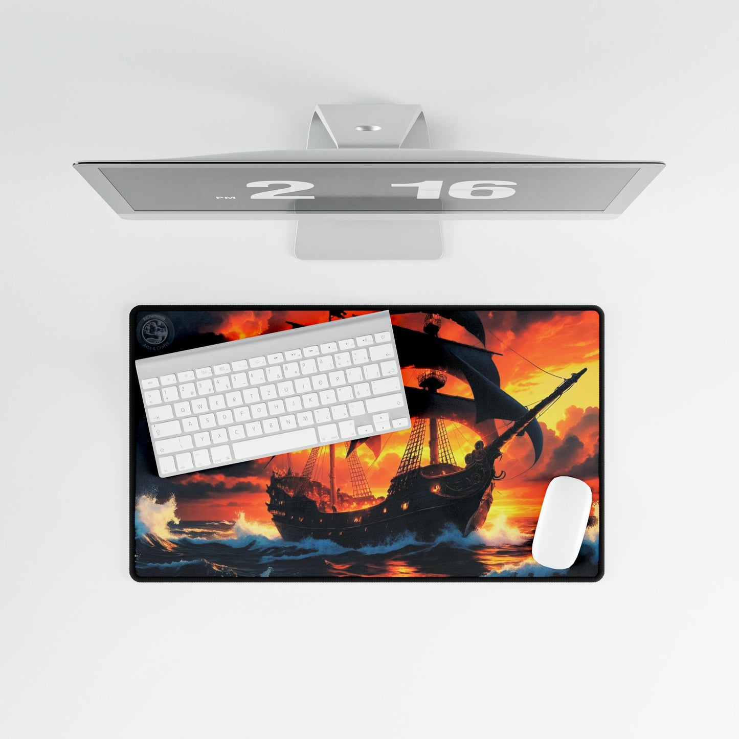 Desk Mat - Ghost Ship in the Sunset Design