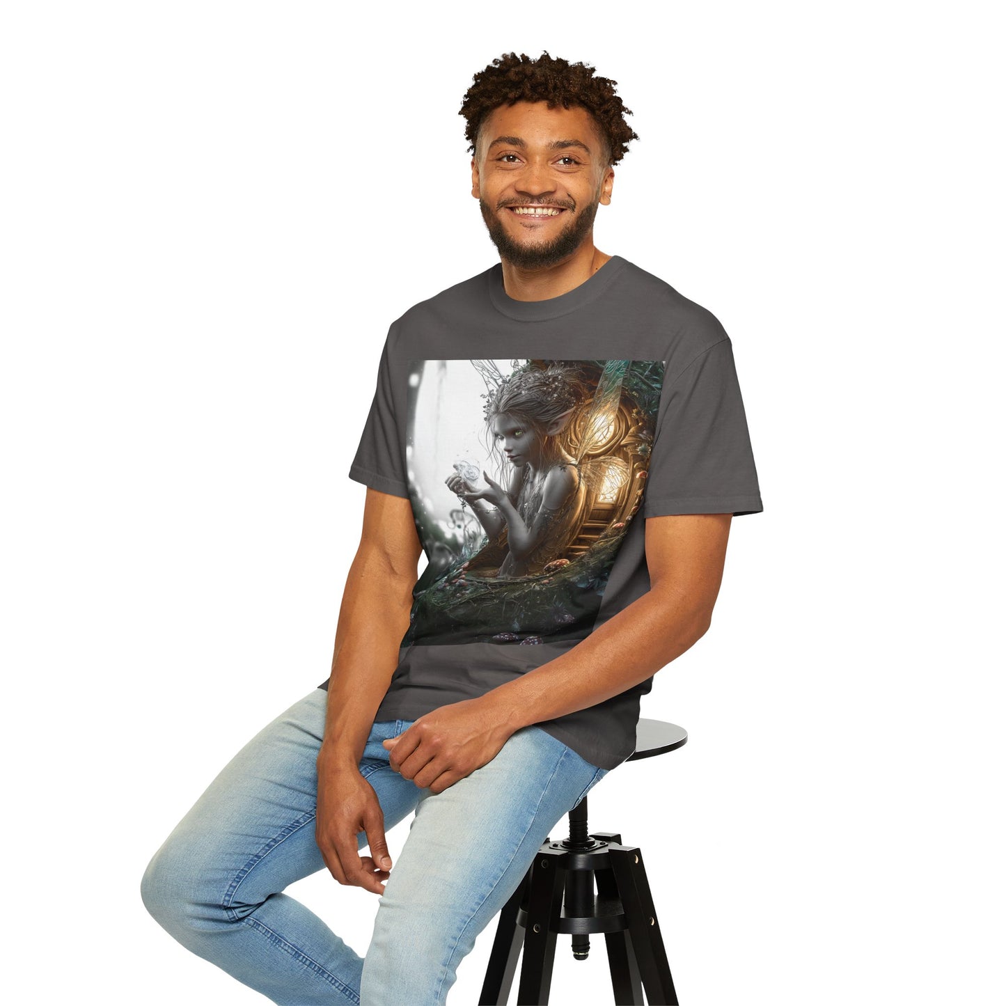 Whimsical Fairy T-shirt, Enchanted Garden Art Tee, Fairy Lover Gift, Unique Fantasy Apparel, Magical Nature Tee