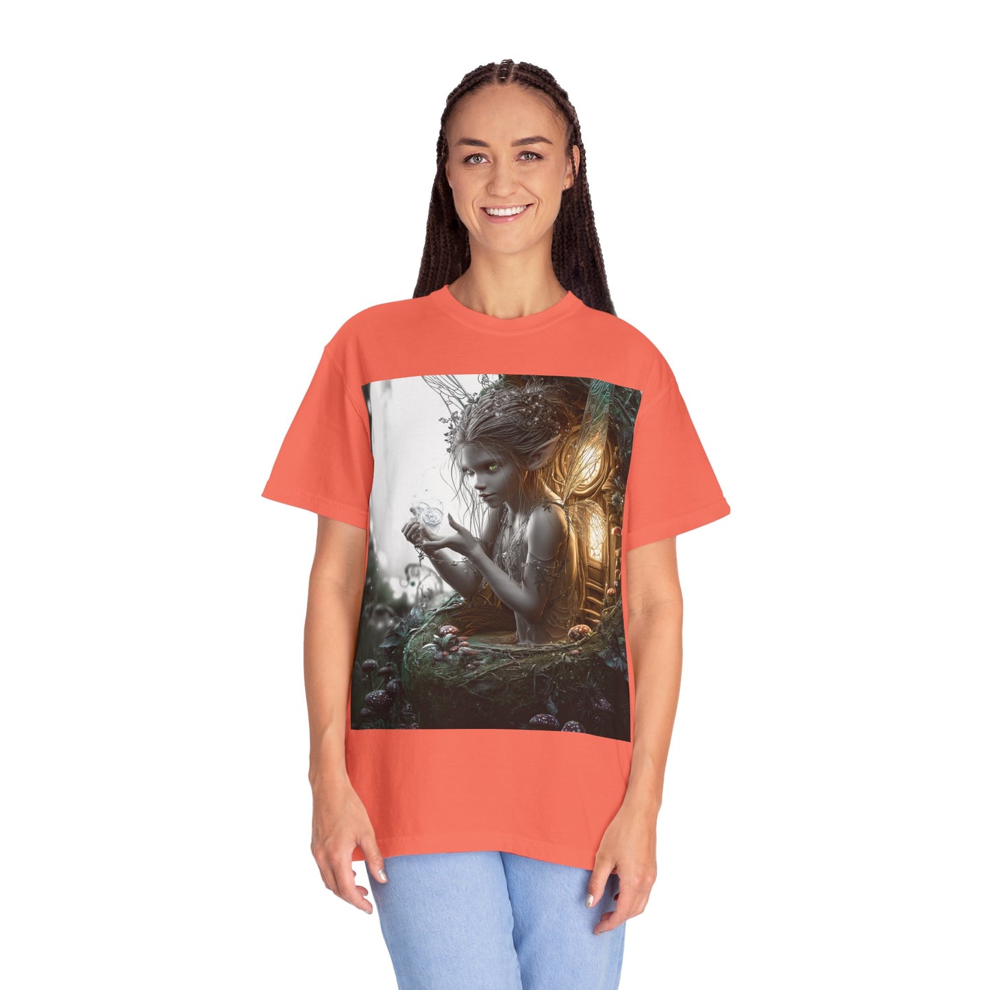Whimsical Fairy T-shirt, Enchanted Garden Art Tee, Fairy Lover Gift, Unique Fantasy Apparel, Magical Nature Tee
