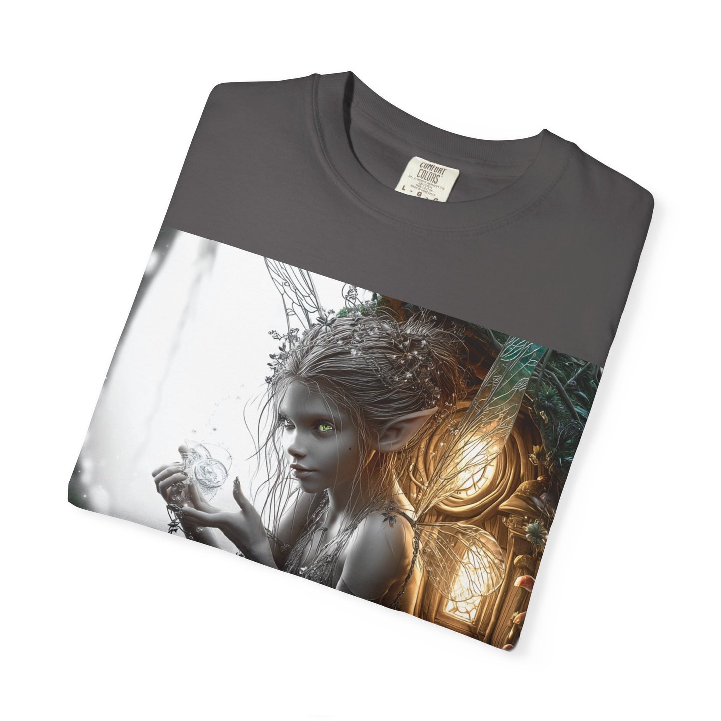 Whimsical Fairy T-shirt, Enchanted Garden Art Tee, Fairy Lover Gift, Unique Fantasy Apparel, Magical Nature Tee