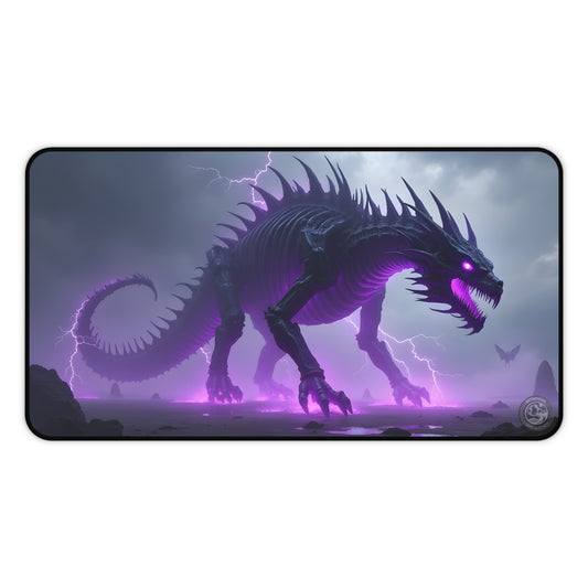 Desk Mat - Neon Purple Lighting Dragon Monster Design