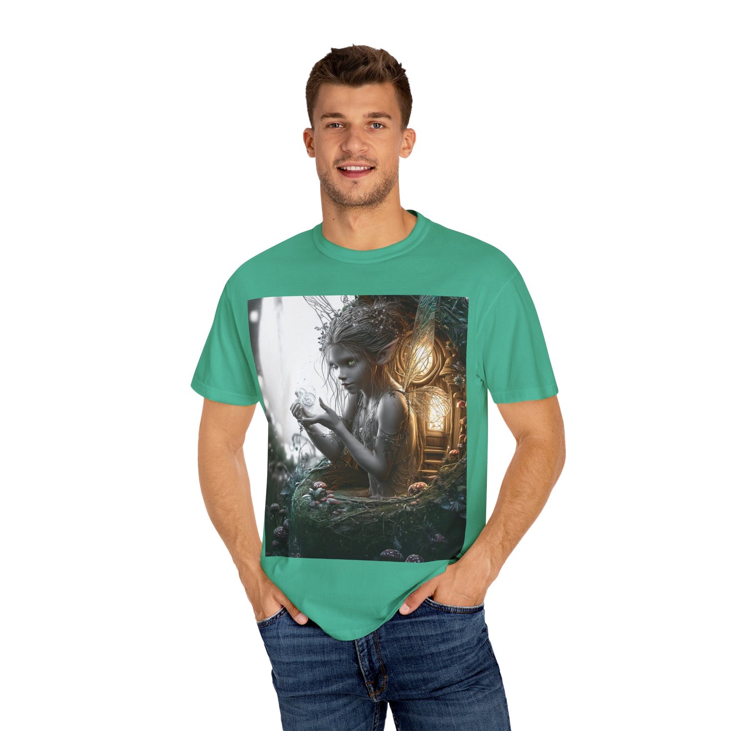 Whimsical Fairy T-shirt, Enchanted Garden Art Tee, Fairy Lover Gift, Unique Fantasy Apparel, Magical Nature Tee