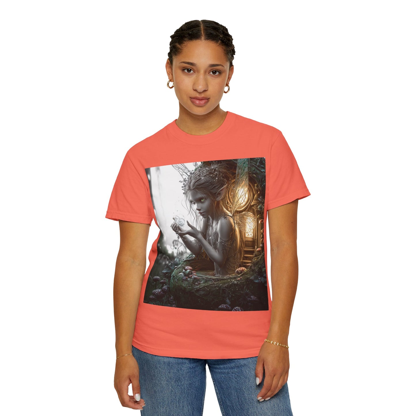 Whimsical Fairy T-shirt, Enchanted Garden Art Tee, Fairy Lover Gift, Unique Fantasy Apparel, Magical Nature Tee