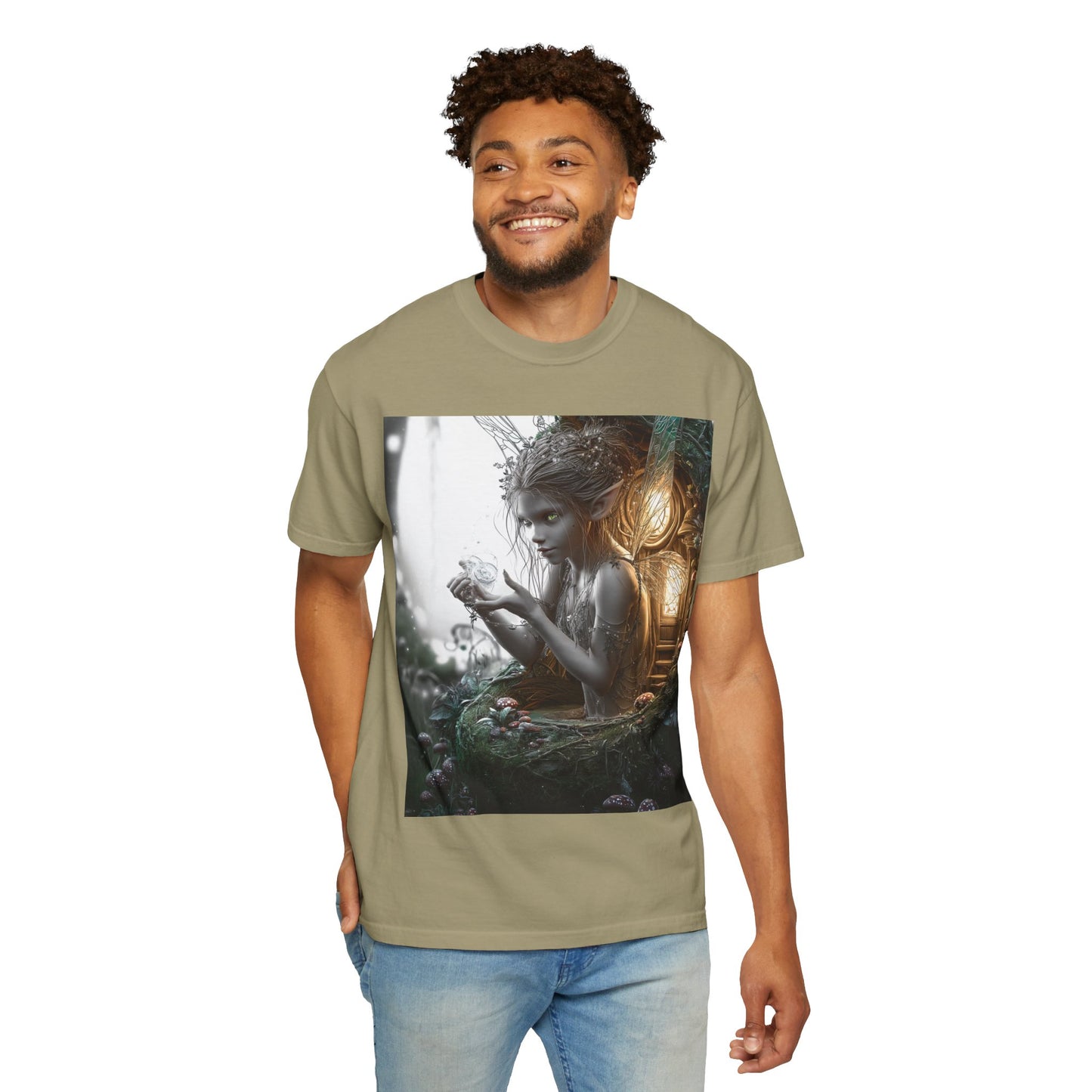 Whimsical Fairy T-shirt, Enchanted Garden Art Tee, Fairy Lover Gift, Unique Fantasy Apparel, Magical Nature Tee