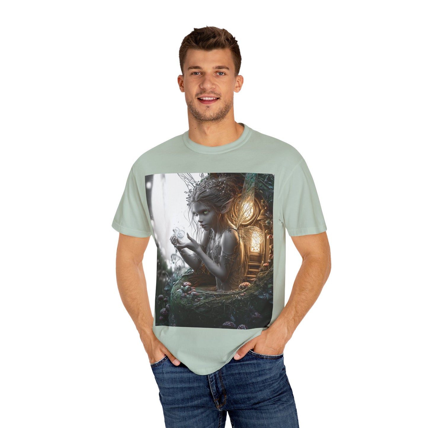Whimsical Fairy T-shirt, Enchanted Garden Art Tee, Fairy Lover Gift, Unique Fantasy Apparel, Magical Nature Tee