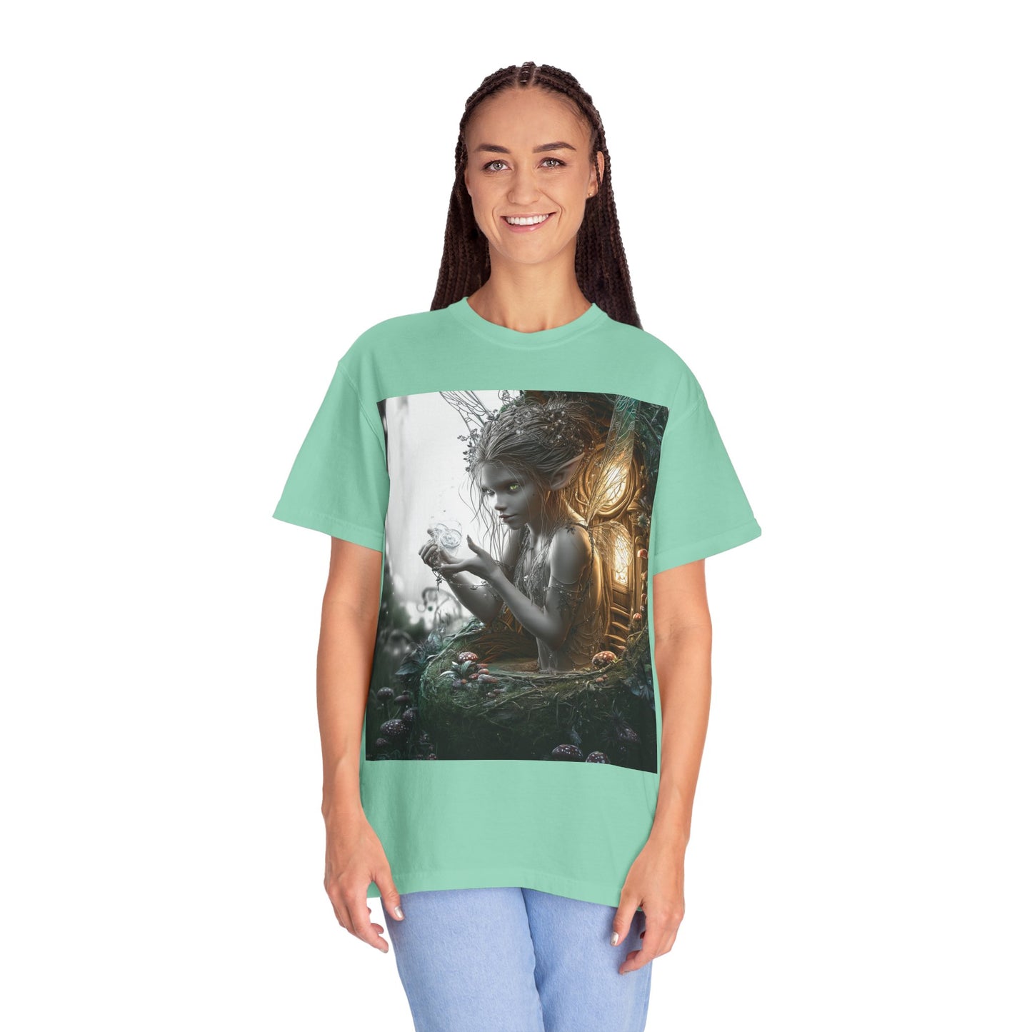 Whimsical Fairy T-shirt, Enchanted Garden Art Tee, Fairy Lover Gift, Unique Fantasy Apparel, Magical Nature Tee