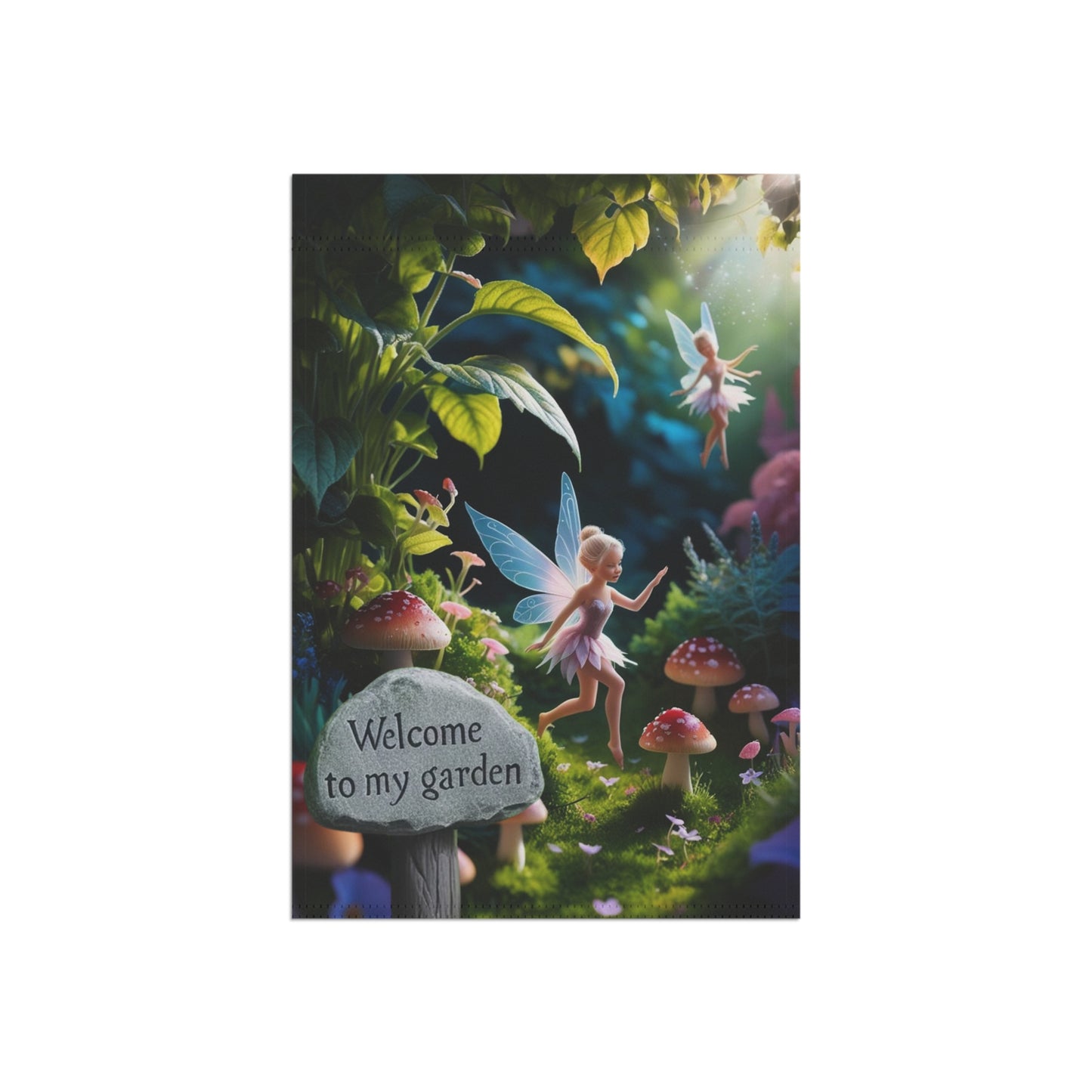 Whimsical Garden Banner, Fairy Welcome Flag, Outdoor Decor for Gardening Enthusiasts, Magical Home & Garden Decoration, Perfect for Spring.