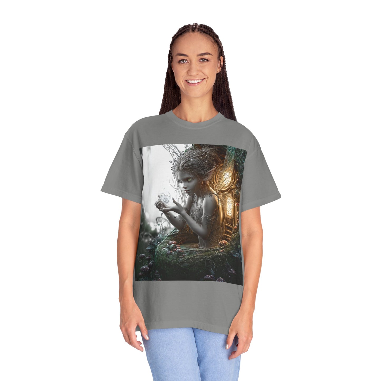 Whimsical Fairy T-shirt, Enchanted Garden Art Tee, Fairy Lover Gift, Unique Fantasy Apparel, Magical Nature Tee