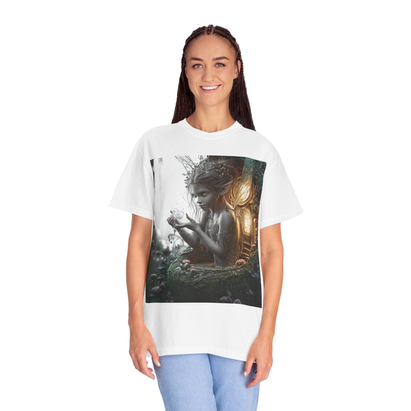 Whimsical Fairy T-shirt, Enchanted Garden Art Tee, Fairy Lover Gift, Unique Fantasy Apparel, Magical Nature Tee