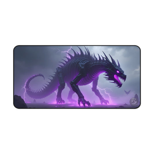 Desk Mat - Neon Purple Lighting Dragon Monster Design