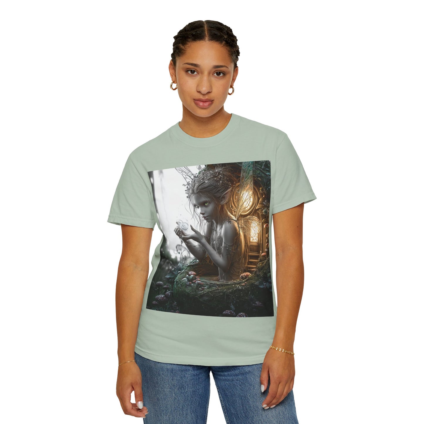 Whimsical Fairy T-shirt, Enchanted Garden Art Tee, Fairy Lover Gift, Unique Fantasy Apparel, Magical Nature Tee