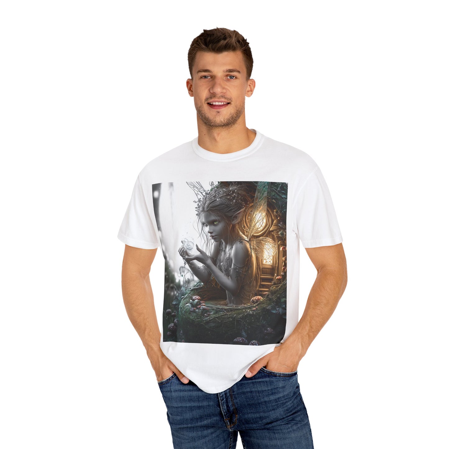 Whimsical Fairy T-shirt, Enchanted Garden Art Tee, Fairy Lover Gift, Unique Fantasy Apparel, Magical Nature Tee