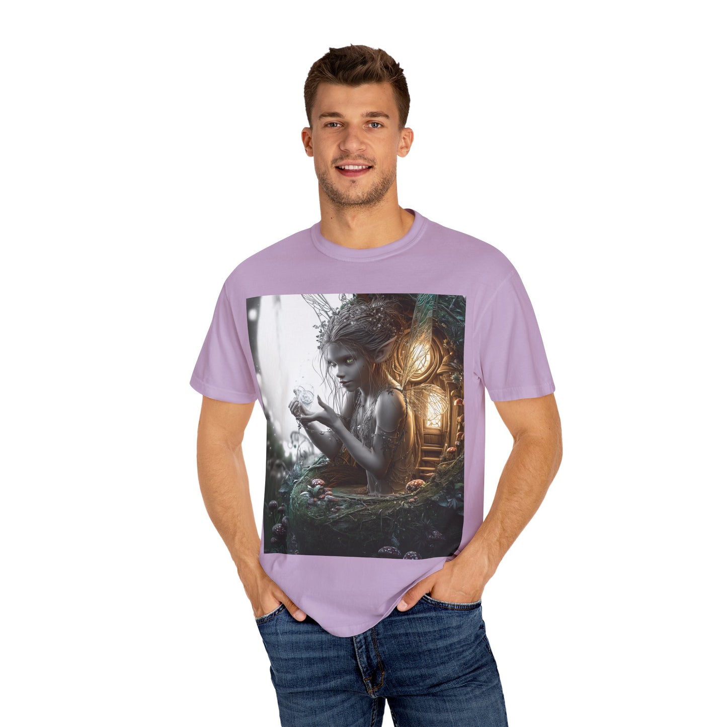 Whimsical Fairy T-shirt, Enchanted Garden Art Tee, Fairy Lover Gift, Unique Fantasy Apparel, Magical Nature Tee
